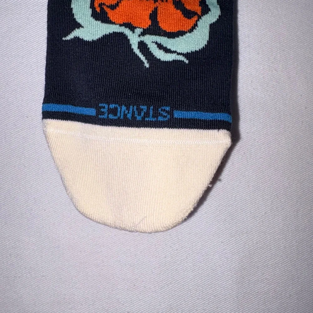 Stance Broadcast Floral Crew Socks Black Orange Large BLK NEW‎
